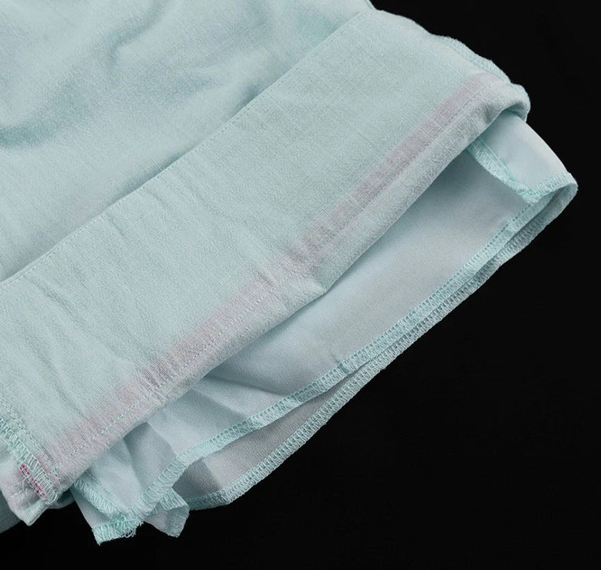 Cotton Long-Sleeve Shirt & High-Waist Shorts Set